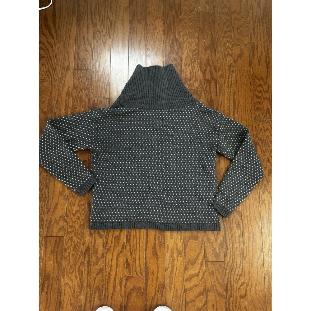 Garnet Hill Gray & White Shawl Collar Button Cardigan - Picture 5 of 9